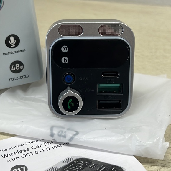 NIB - Multifunctional Car Wireless FM Transmitter, Hand-Free Adapter and Charger - Picture 5 of 13